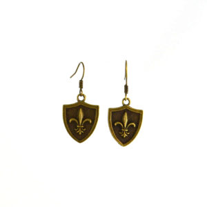 fleur de lis bronze shield earrings