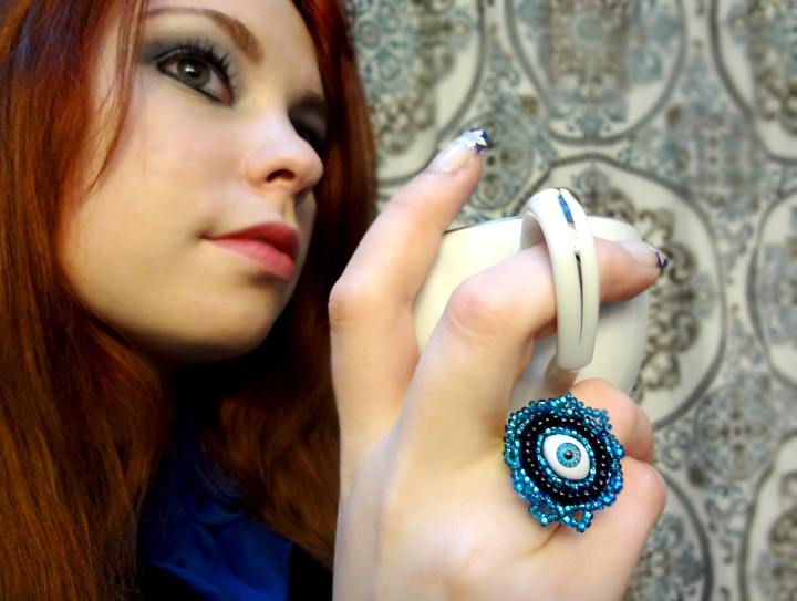 blue evil eye ring