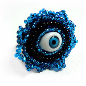 handmade blue evil eye ring