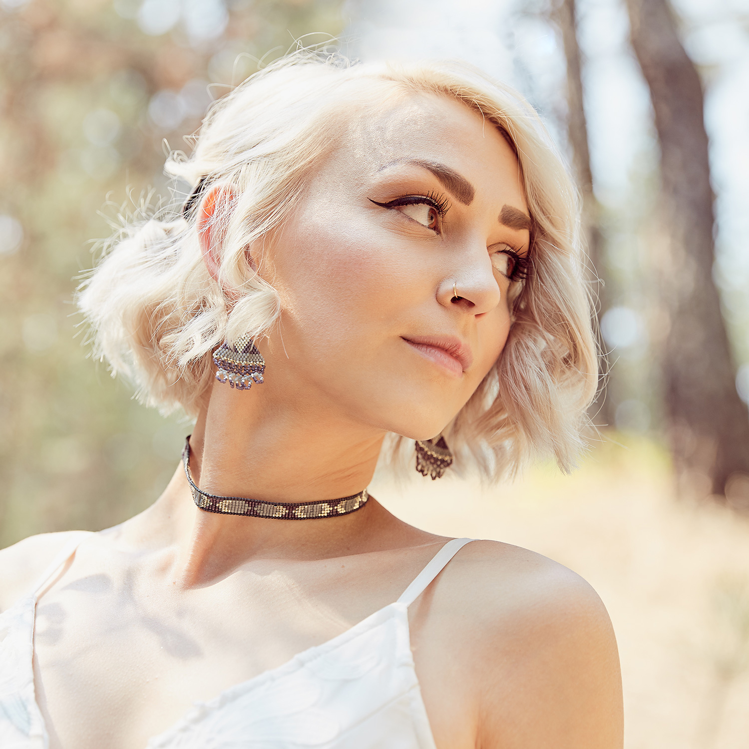 purple boho choker collar