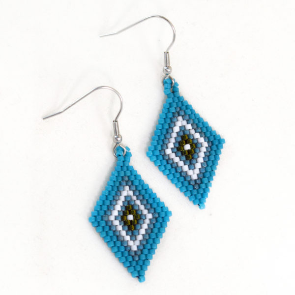 blue beaded earrings for women