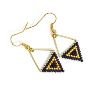 black and gold drop earrings