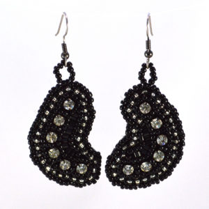 black rhinestone crescent earrings