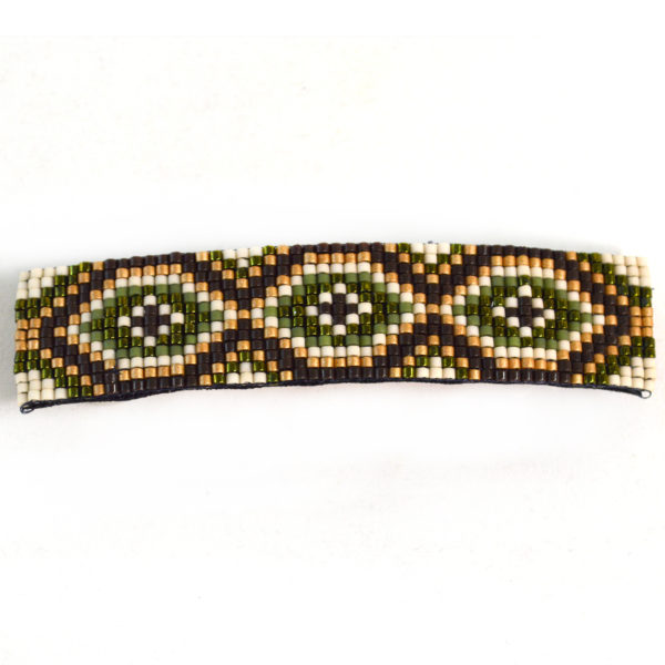 boho barrette in green and brown