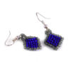 dark blue beaded diamond shaped earrings
