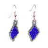 dark blue beaded diamond shaped earrings