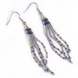 long fringe earrings purple