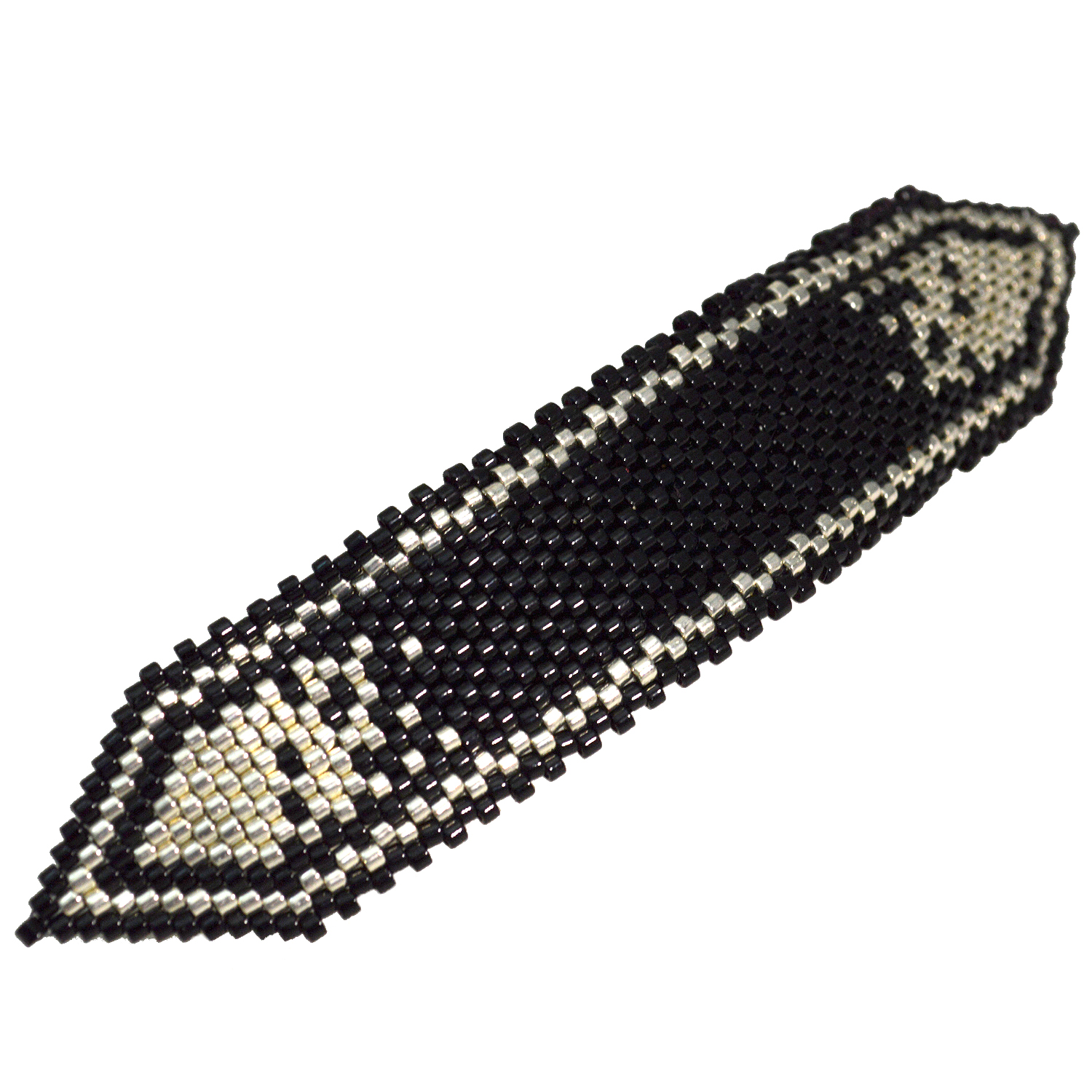 beaded silver barrette