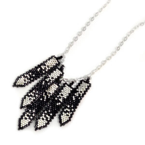 long black and silver necklace