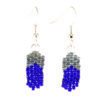 simple blue beaded feather earrings