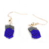 simple blue beaded feather earrings