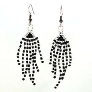 white tiger fringe earrings