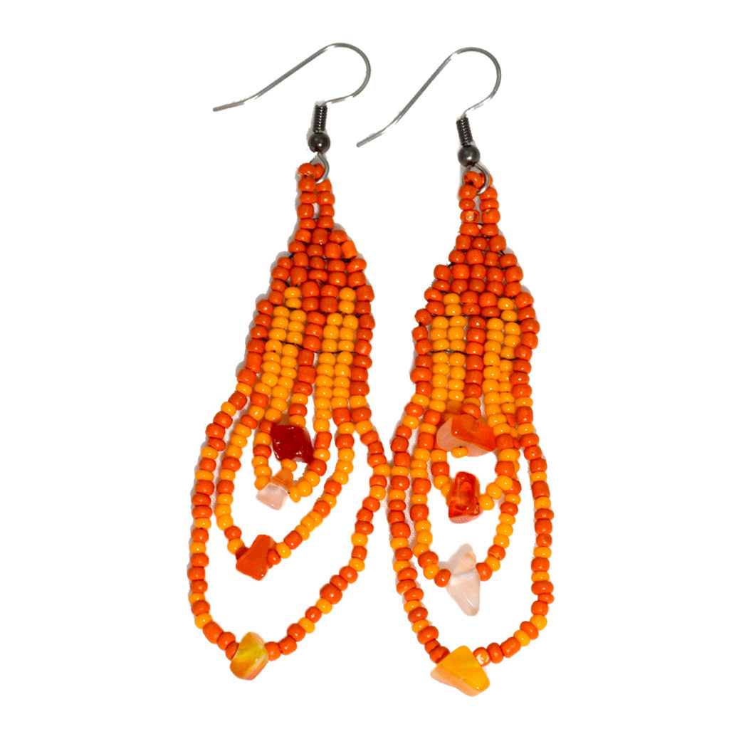 Bohemian Hippie Earrings in Orange - Megan Petersen Jewelry