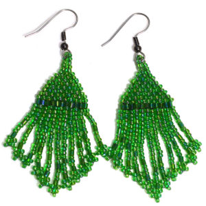 green tassel earrings