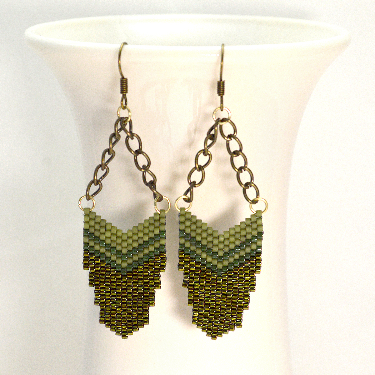 olive green dangle earrings