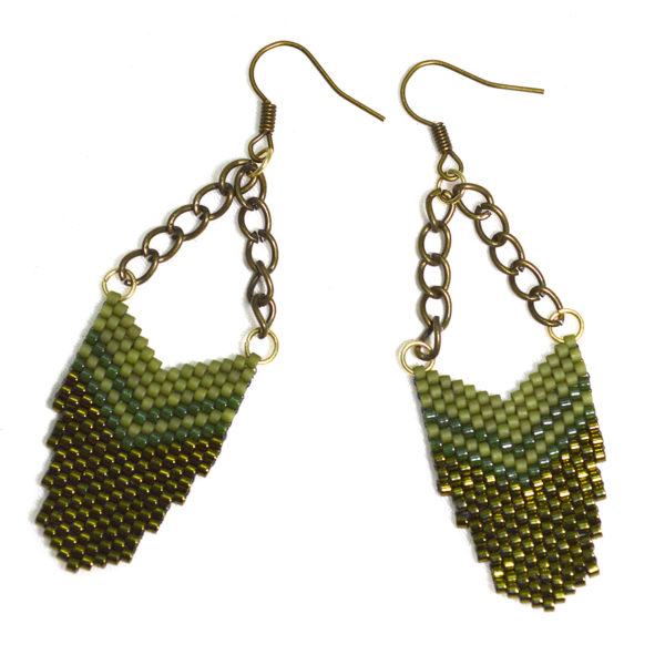 olive green dangle earrings