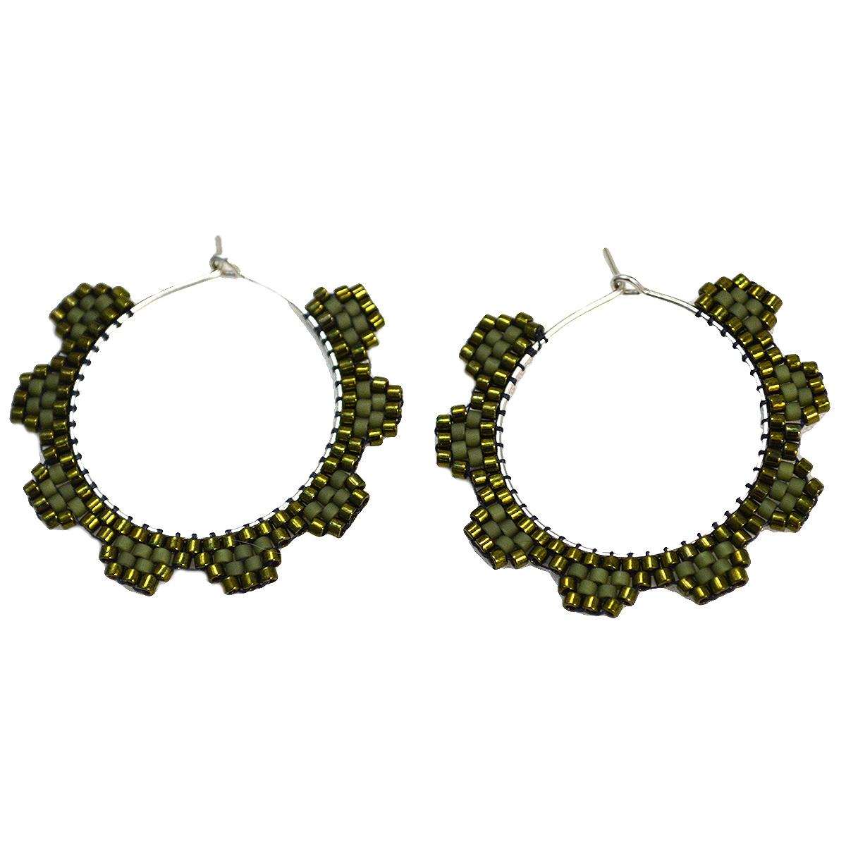 olive green earrings everyday hoops