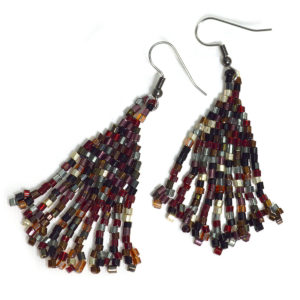 wine color jewelry red tassel earrngs