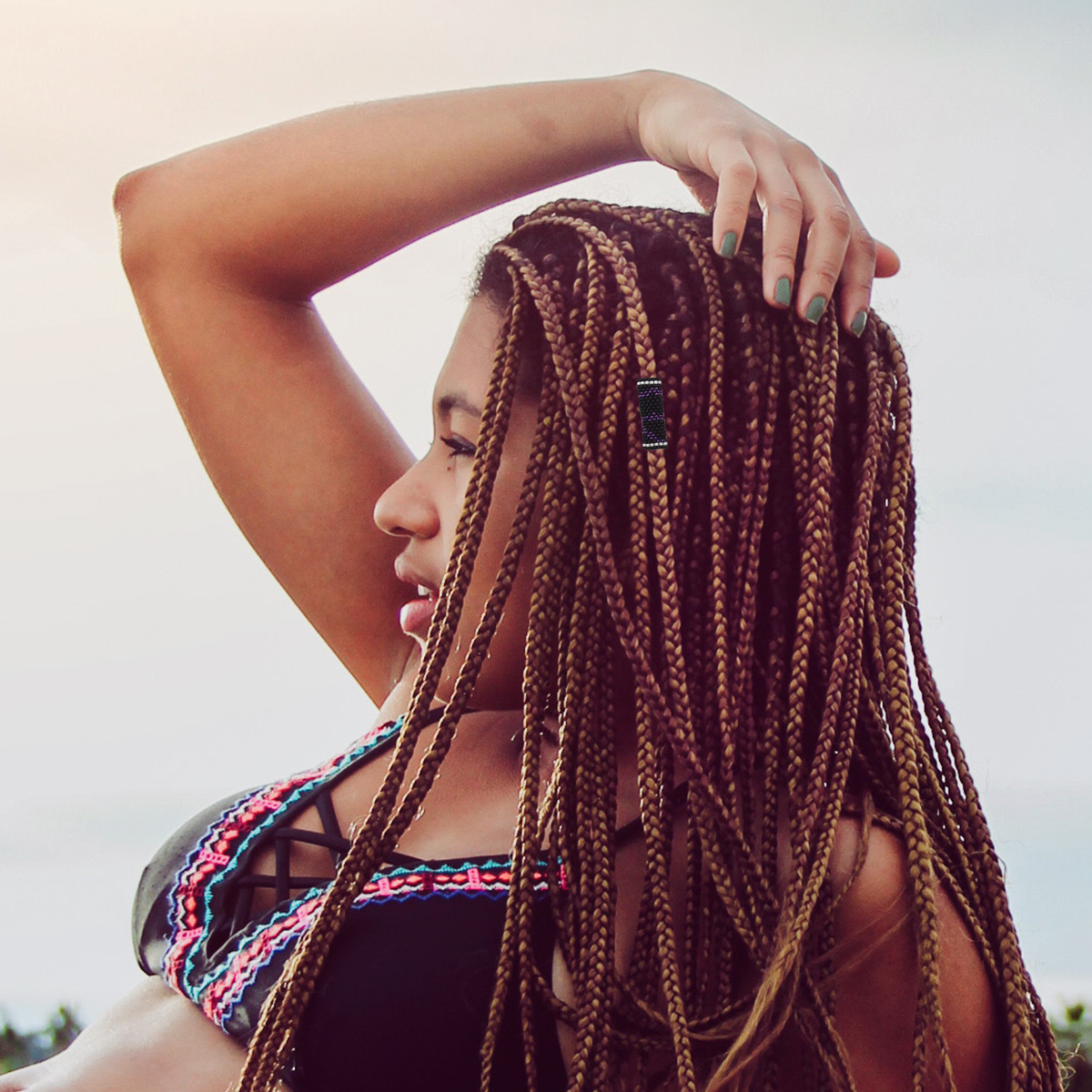 black and purple swirl dreadlock bead