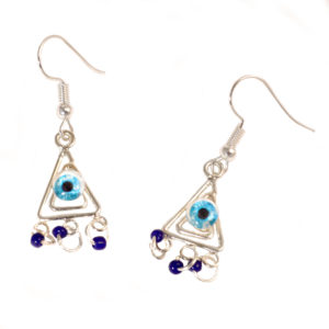 blue evil eye dangle earrings