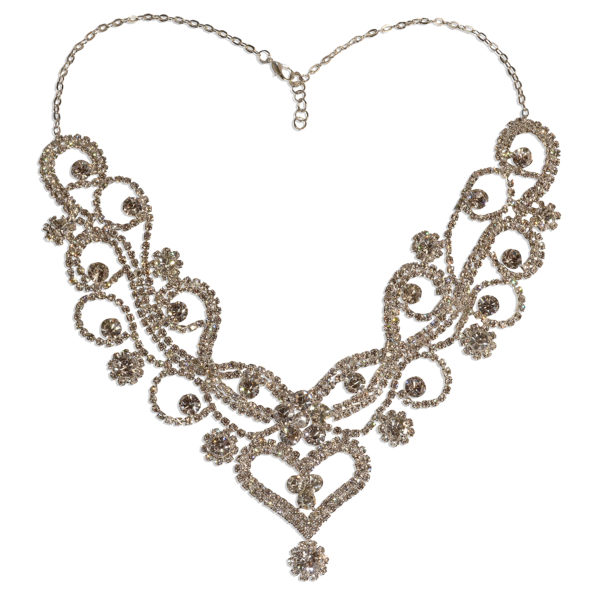 heart bridal rhinestone necklace