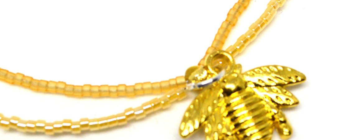 Ankle bracelet gold honey bee charm