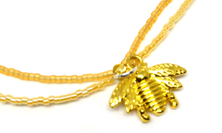 Ankle bracelet gold honey bee charm