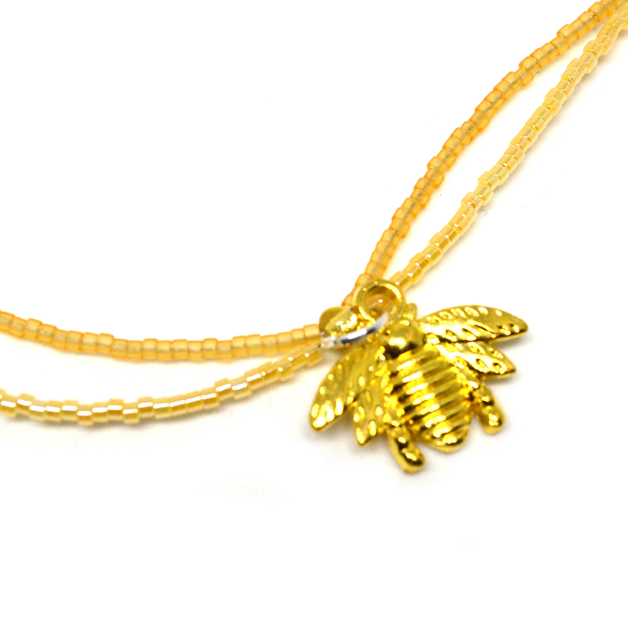 Ankle bracelet gold honey bee charm