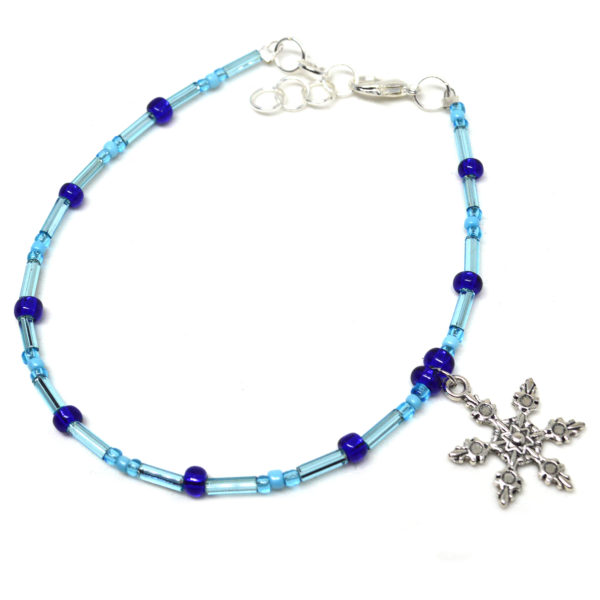 Frozen Snowflake Blue Anklet