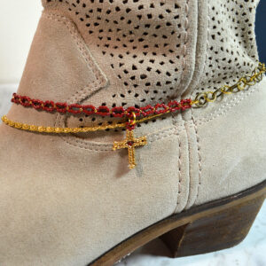 boot bling jewelry cross in red and gold
