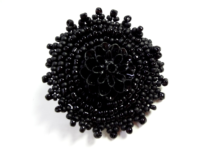 beaded black on black fashion brooch pin