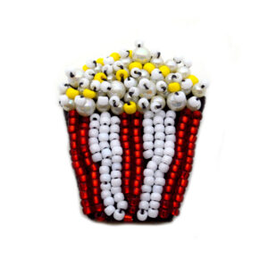 beaded popcorn brooch movie theater pin