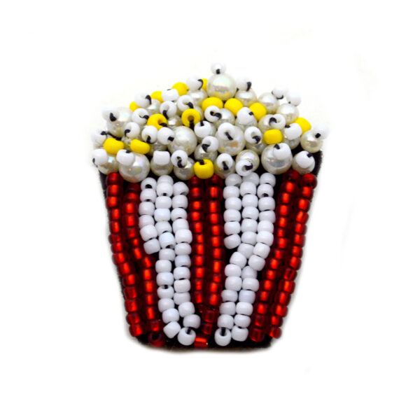beaded popcorn brooch movie theater pin