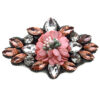 rose pink and gray rhinestone flower hair barrette