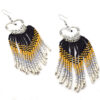 extra long fringe beaded boho heart earrings