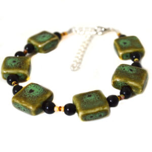 dark earthy green hippie anklet