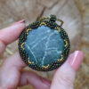 forest green autumn stone pendant statement necklace