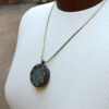 forest green autumn stone pendant statement necklace