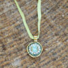 Sparkling Pale Green and Gold Ribbon Rhinestone New Orleans Style Necklace Boho Jewelry for Women