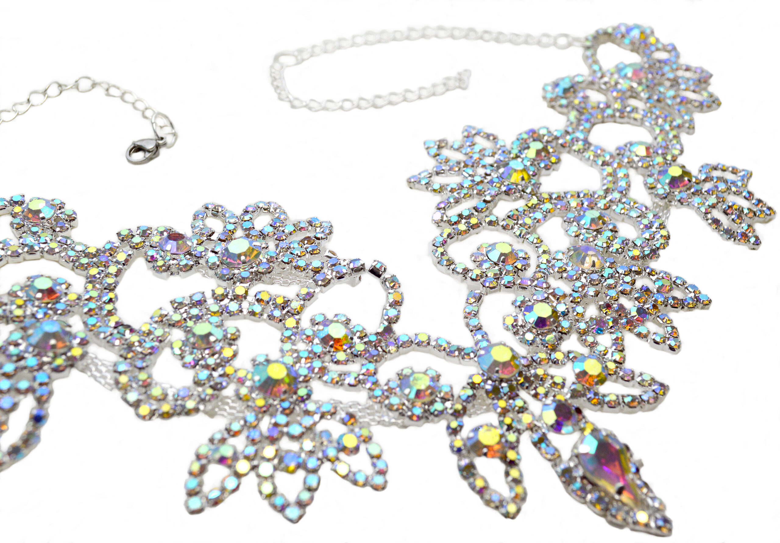 rhinestone rainbow crystal prom jewelry choker