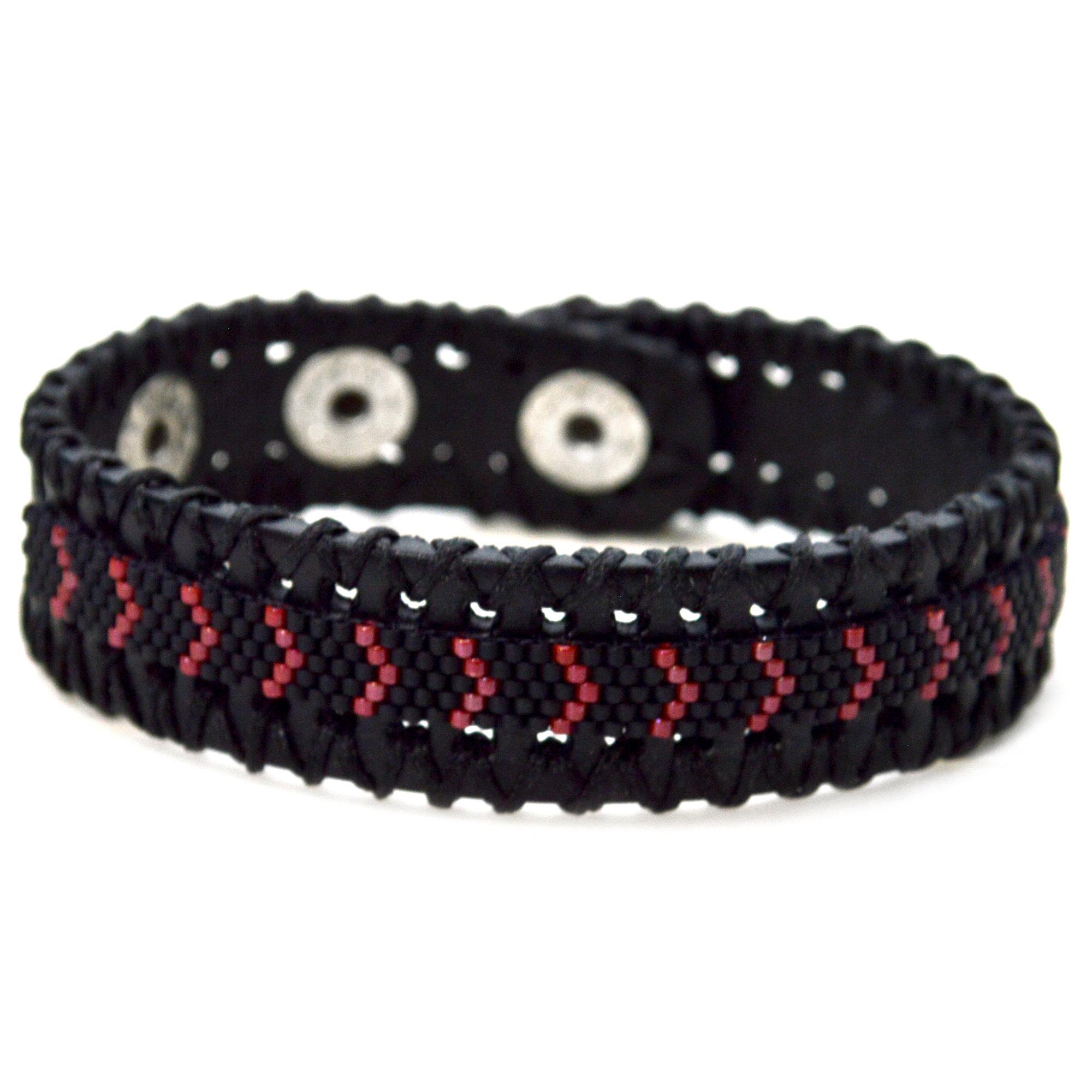 red and black snap on mens bracelet gift jewelry for him